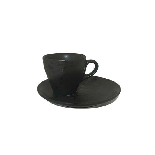 TMH Ceramic Coffee Cup with Plate - Dark Grey