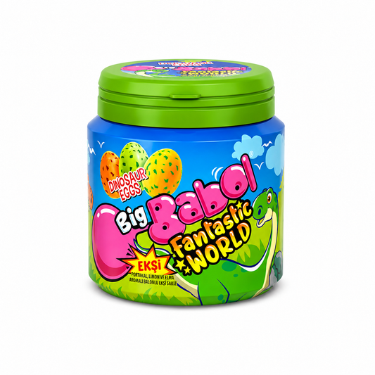Big Babol Fantastic World Dinosaur Eggs Sour Bubble Gum Tub - 90 gm