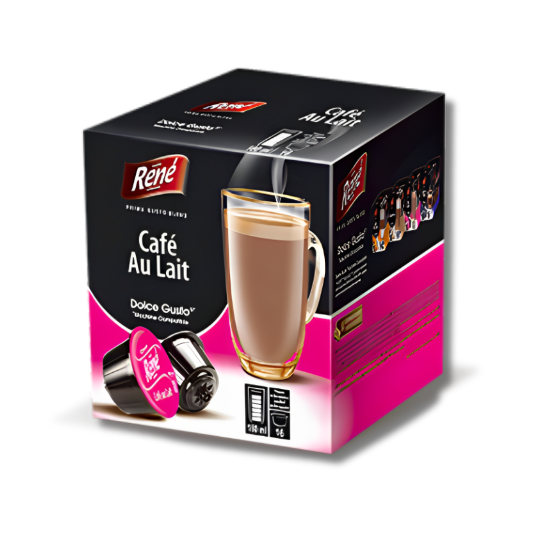 Café Rene Dolce Gusto Compatible Café Au lait -16 Capsules