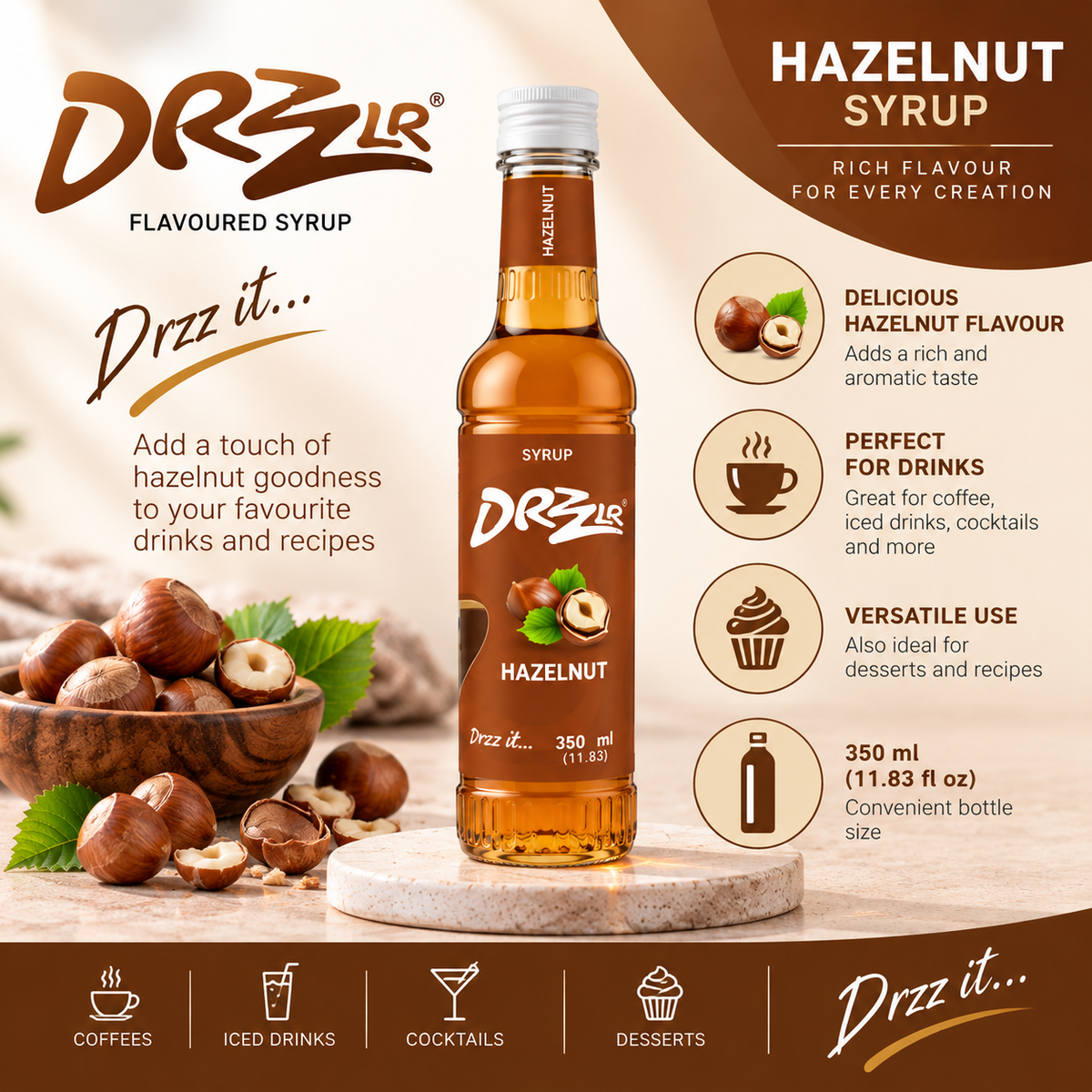 Drzzlr Hazelnutl syrup - 350 ml