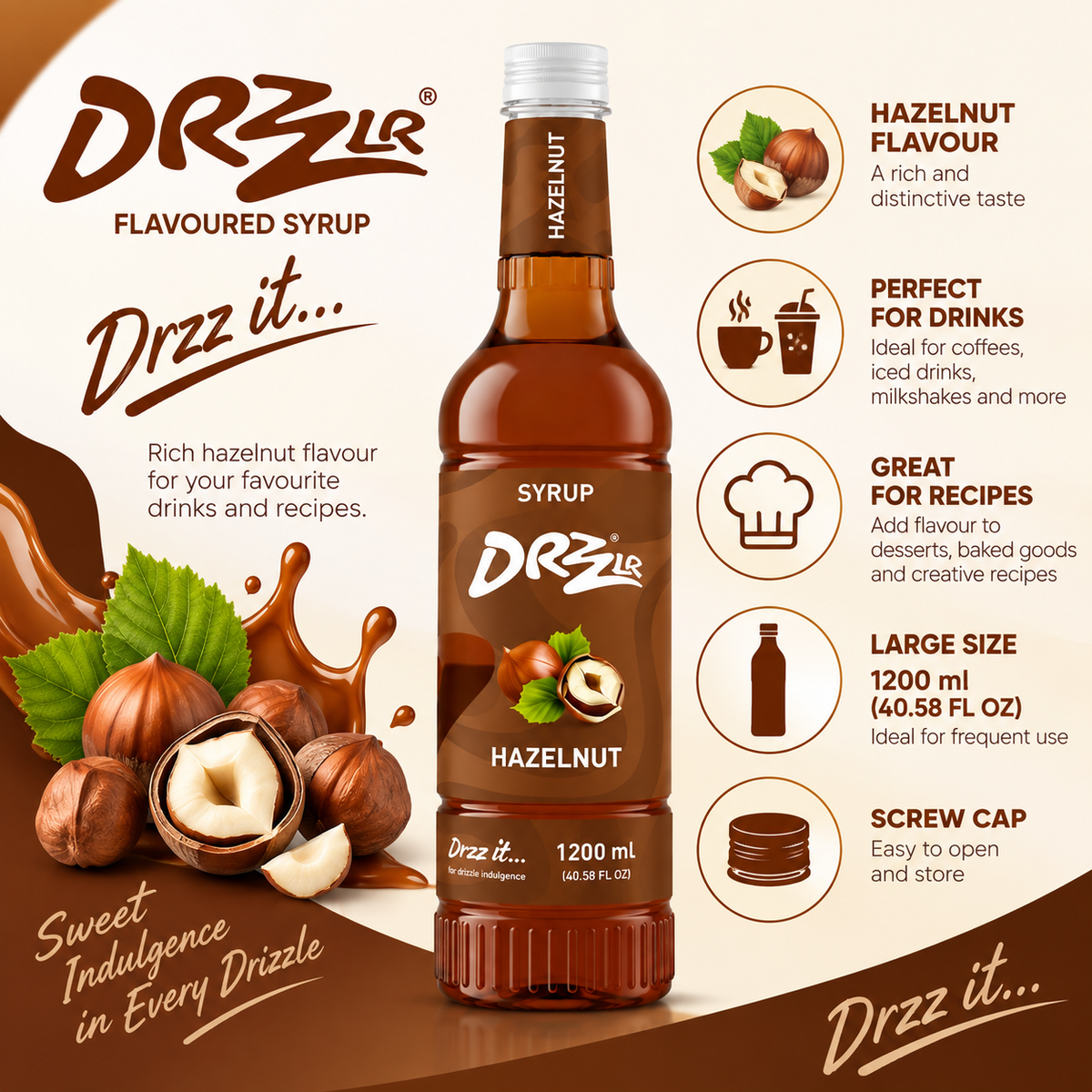 Drzzlr Hazelnut syrup - 1200 ml