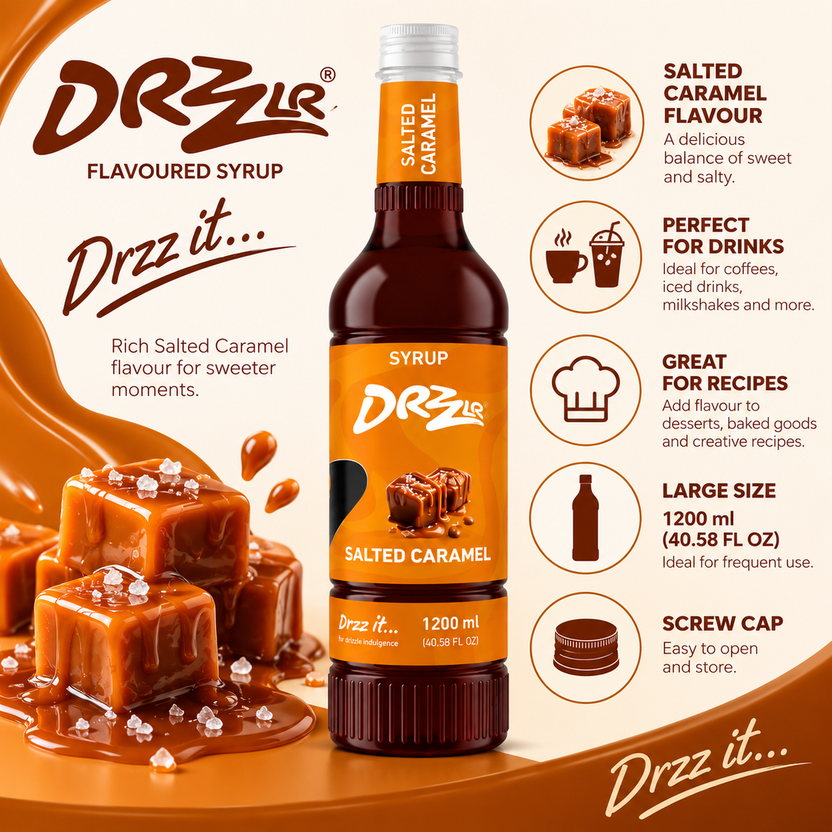 Drzzlr Salted Caramel syrup - 1200 ml