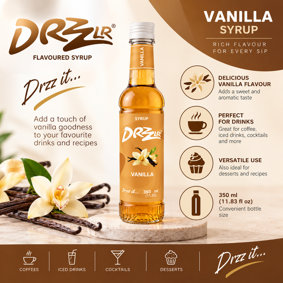 Drzzlr Vanilla syrup - 350 ml