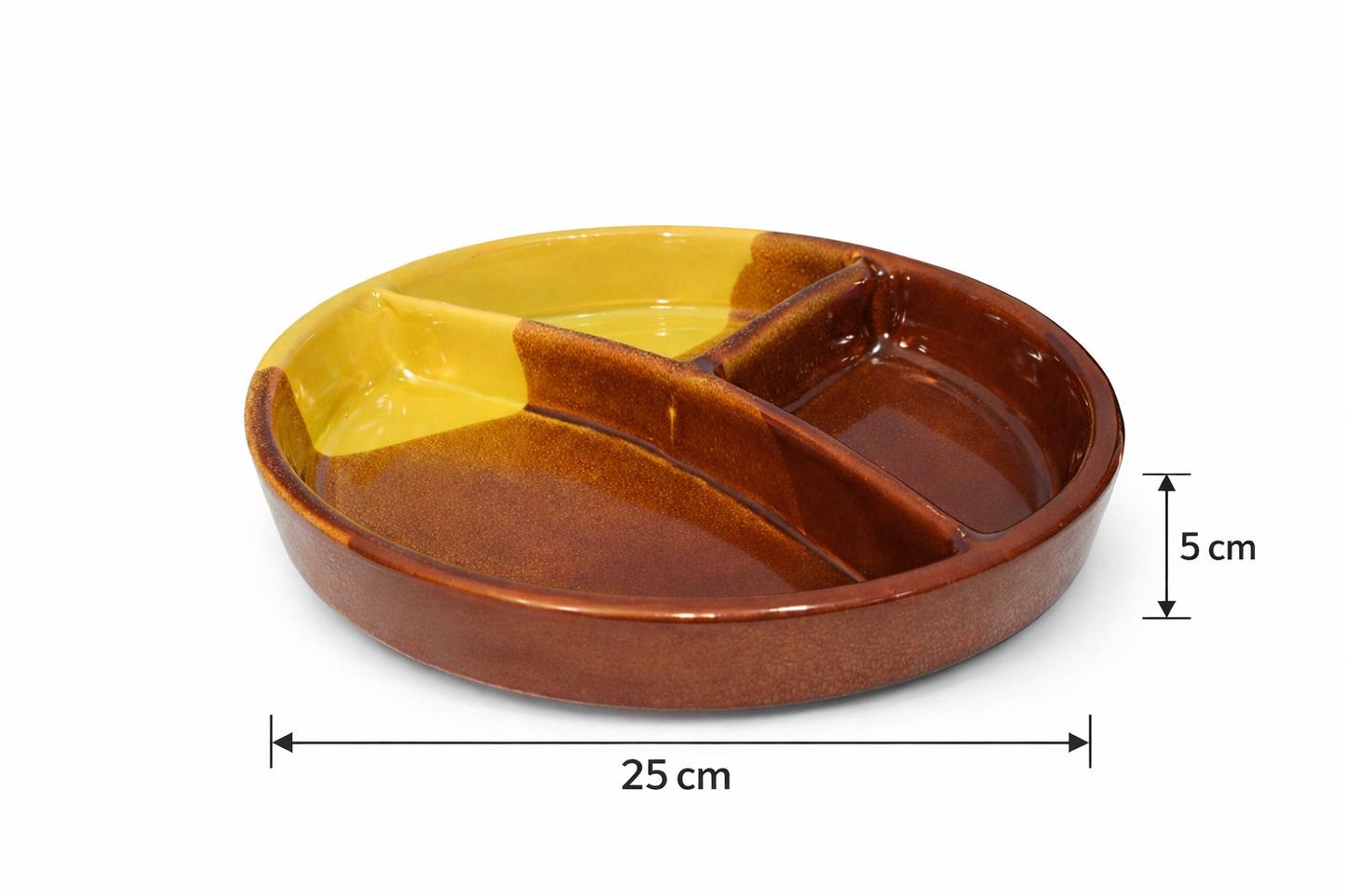 Handmade Egyptian Pottery Divided Serving Platter – Glazed Ceramic Snack Platter (25 cm)