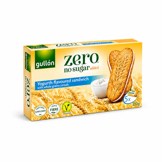 Gullón Zero Yogurt Flavoured Sandwich Biscuits – Pack of 5 - 220 gm
