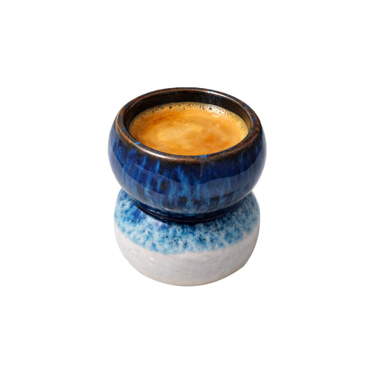 Handmade Pottery Espresso Cup – 60 ml Artisan Coffee Shot Cup – Ocean Frost