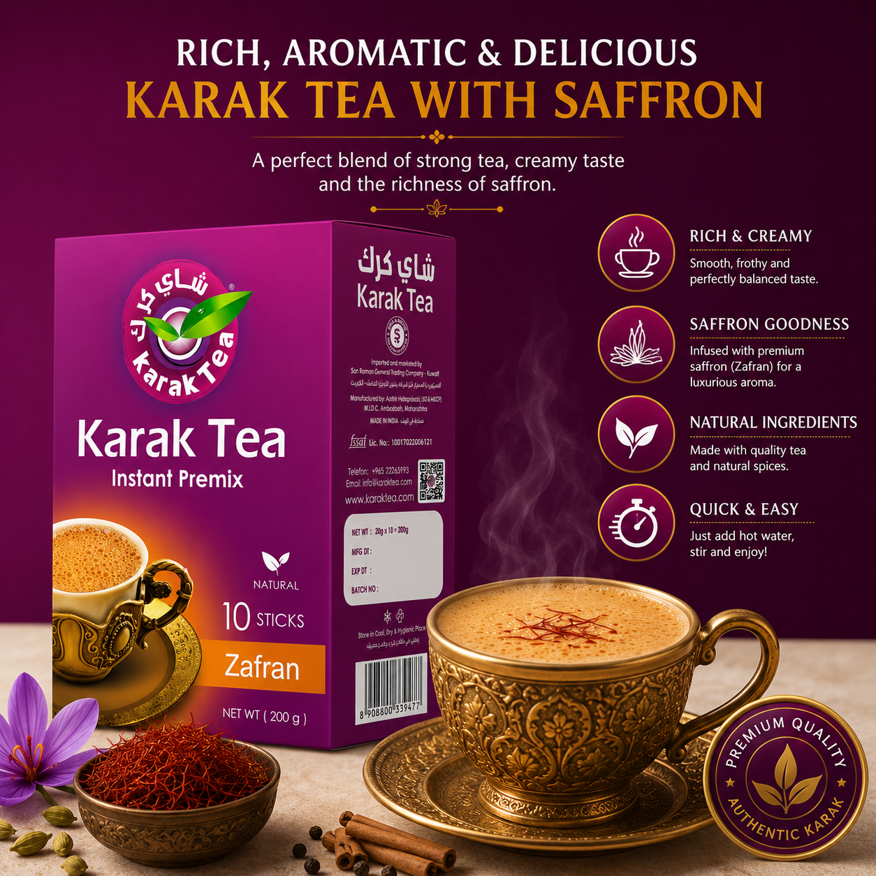 Karak Tea Zafran - 10 Sticks