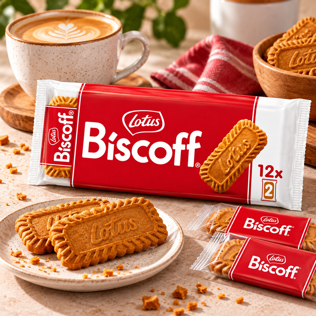 Lotus Biscoff Original Biscuits – 12 Packs × 2 (24 Biscuits) - 186 gm