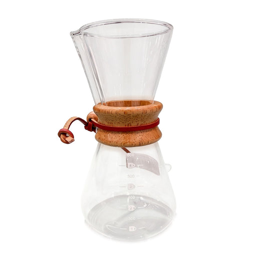 TMH Manual Pour Over Coffee Maker – Glass Dripper with Wooden Collar -600 ml