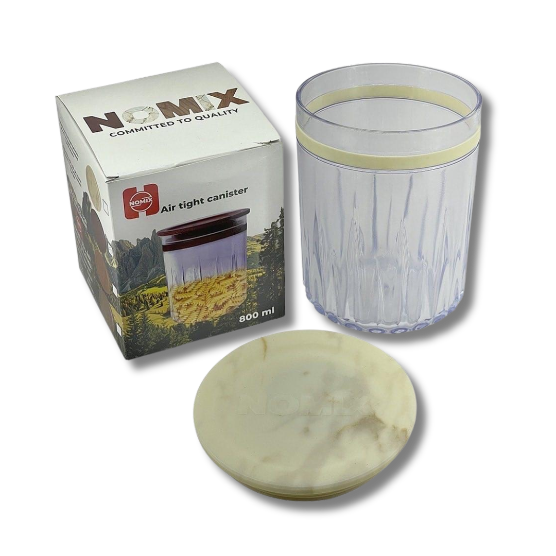 Nomix Acrylic Storage Canister - Air tight - 800 (White marble Cover)