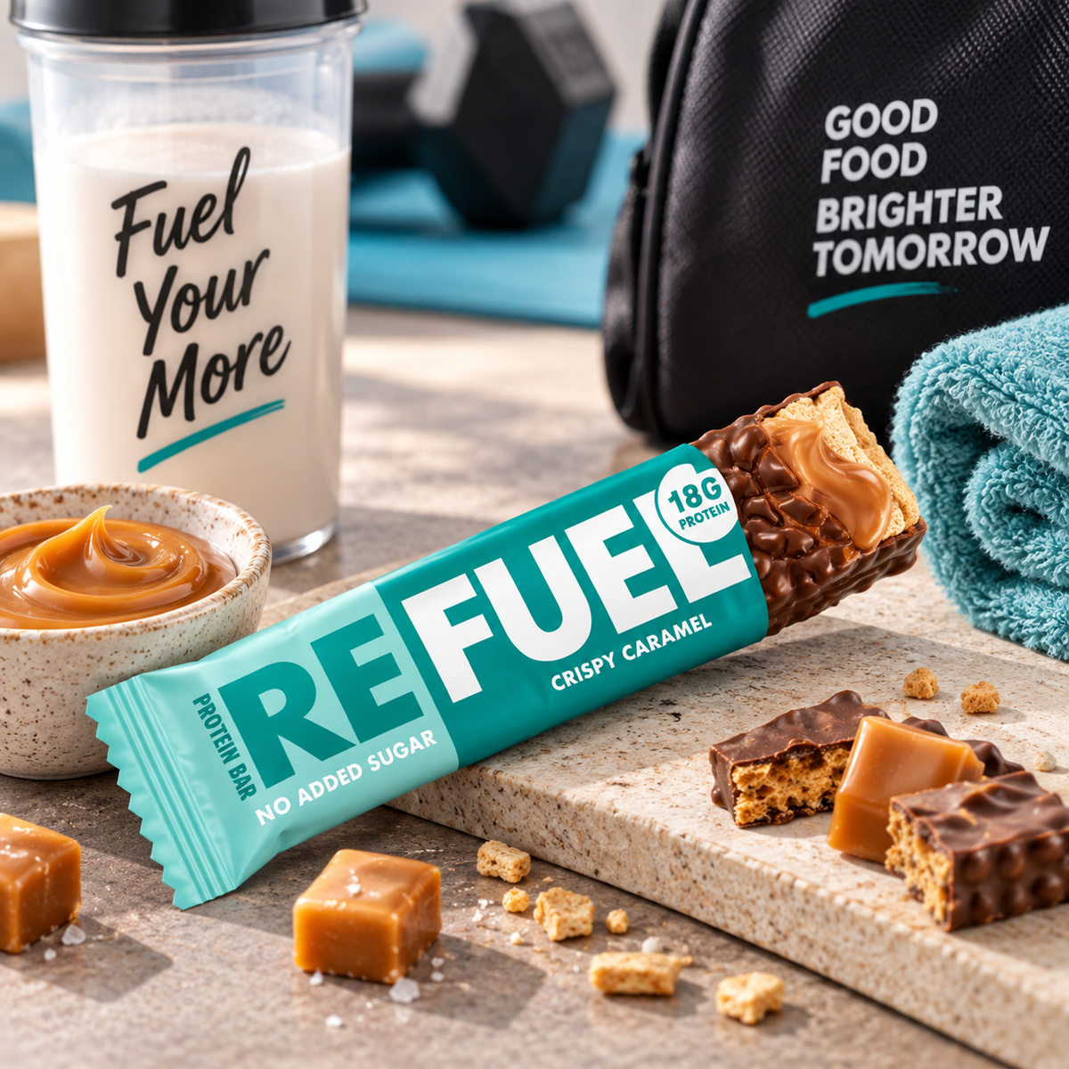 Refuel Protein Bar Crispy Caramel - 60 gm