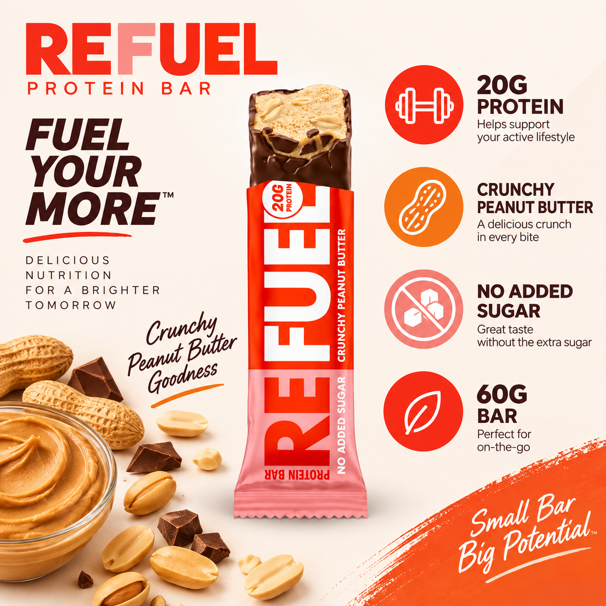 Refuel Protein Bar Crunchy Peanut Butter- 60 gm