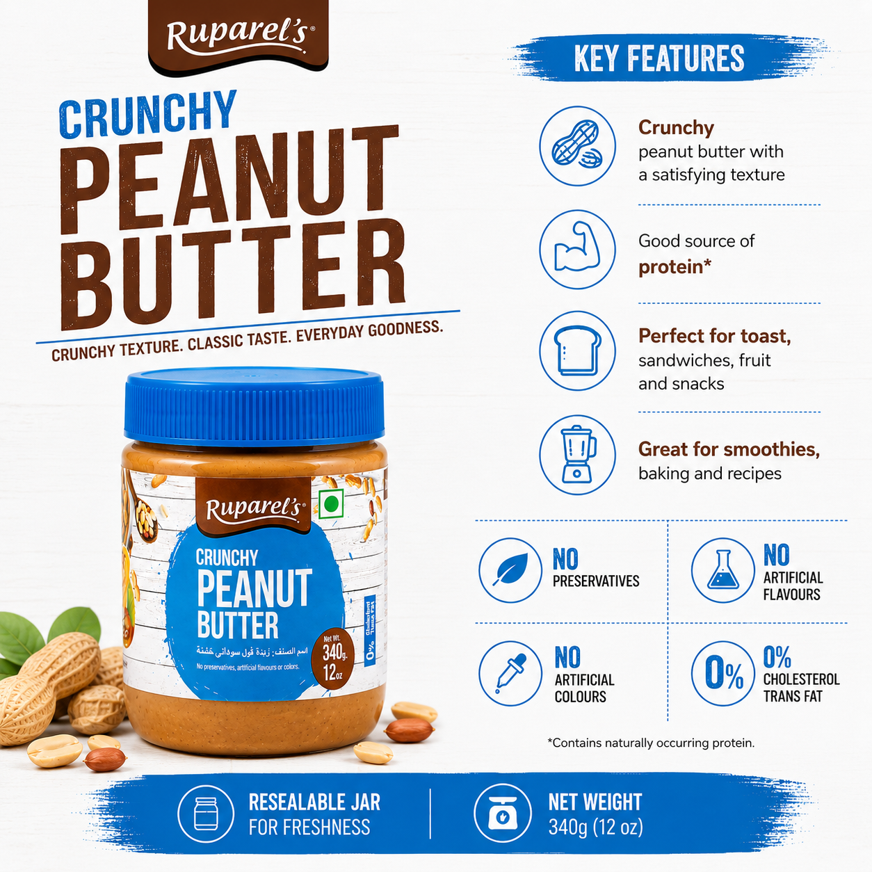 Ruparel's Crunchy Peanut Butter - 340 gm