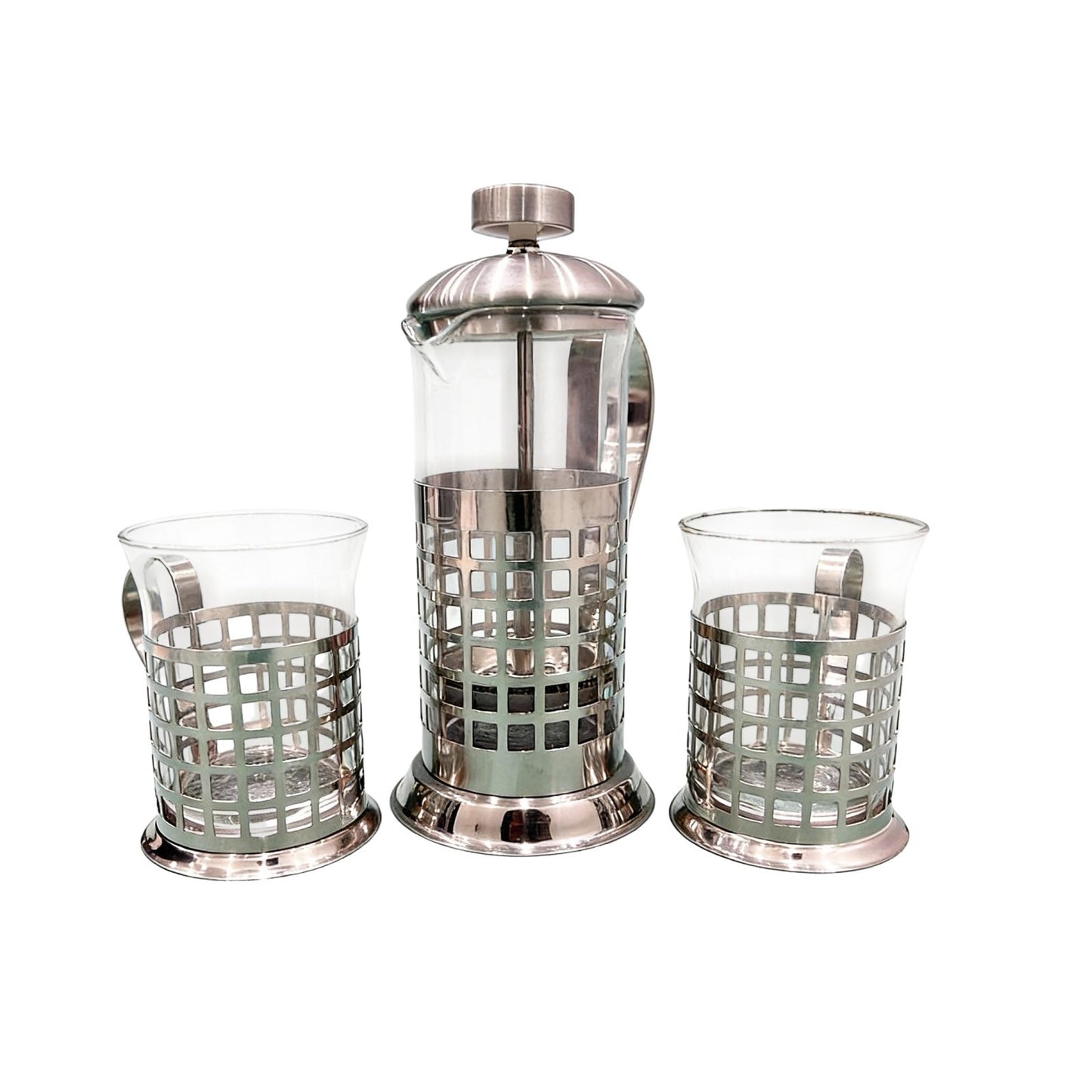 TMH Black Stainless-steel French Press 350 ml with two mugs set