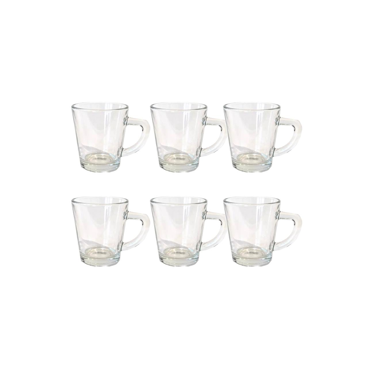 TMH Espresso Glass Cup with Handle -Double Shot -45 ml (Pack of 6)