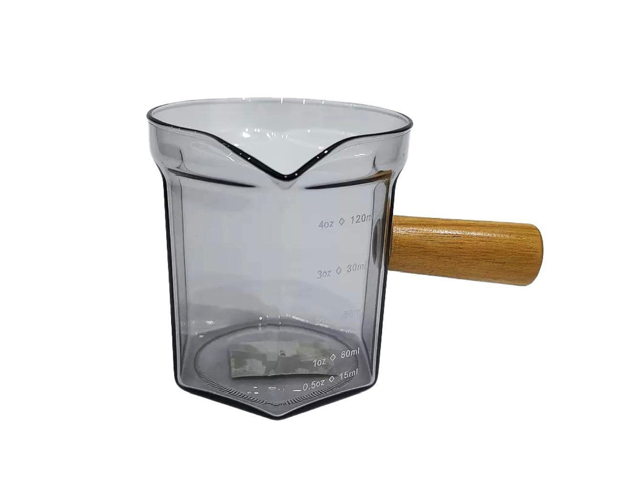 TMH Glass Coffee Measuring Cup with Wooden Handle - 120 ml