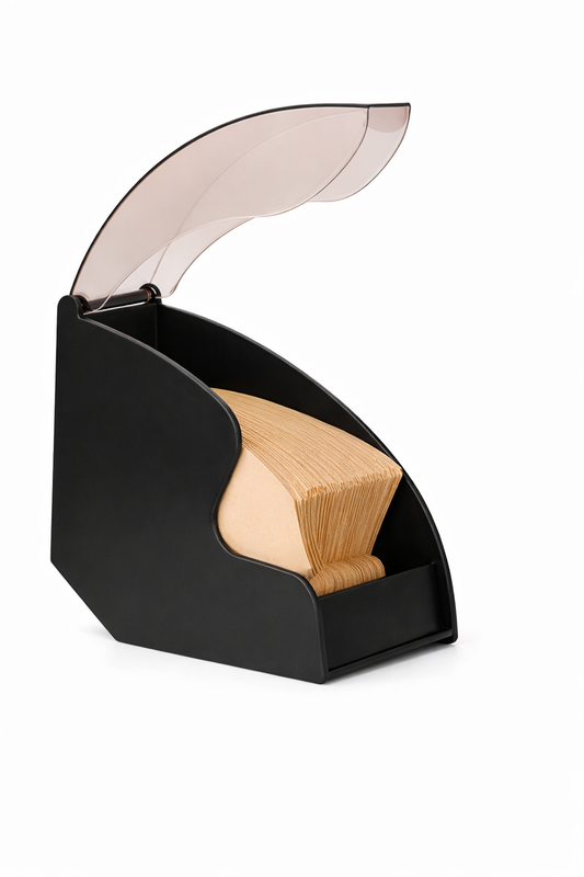 TMH Acrylic V60 Coffee Filter Case with Flip Lid – Dust-Proof Paper Filter Holder for Pour Over Brewing