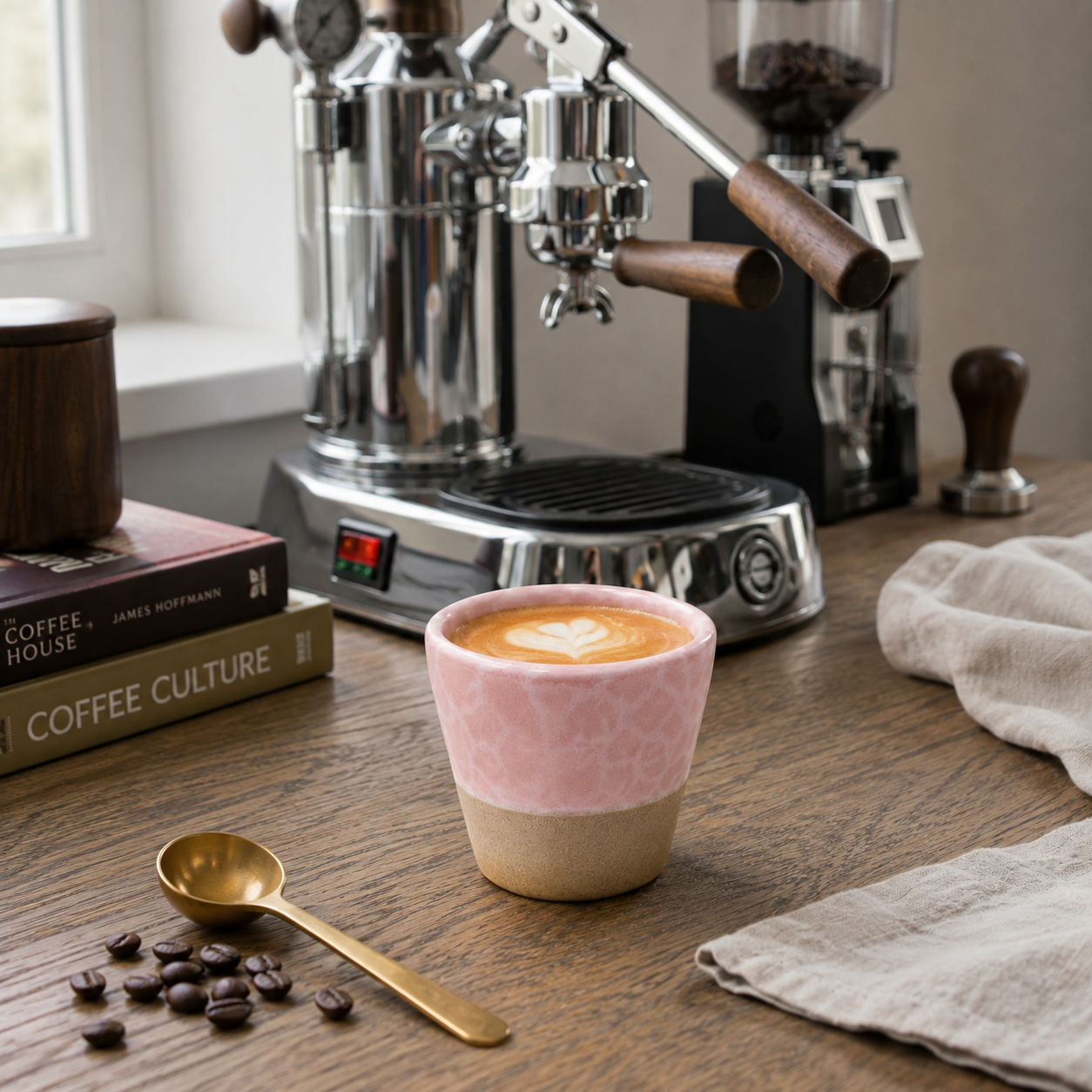 Handmade Pottery Espresso Cup 70 ml – Modern Glazed Ceramic Coffee Cup - Blush Pink