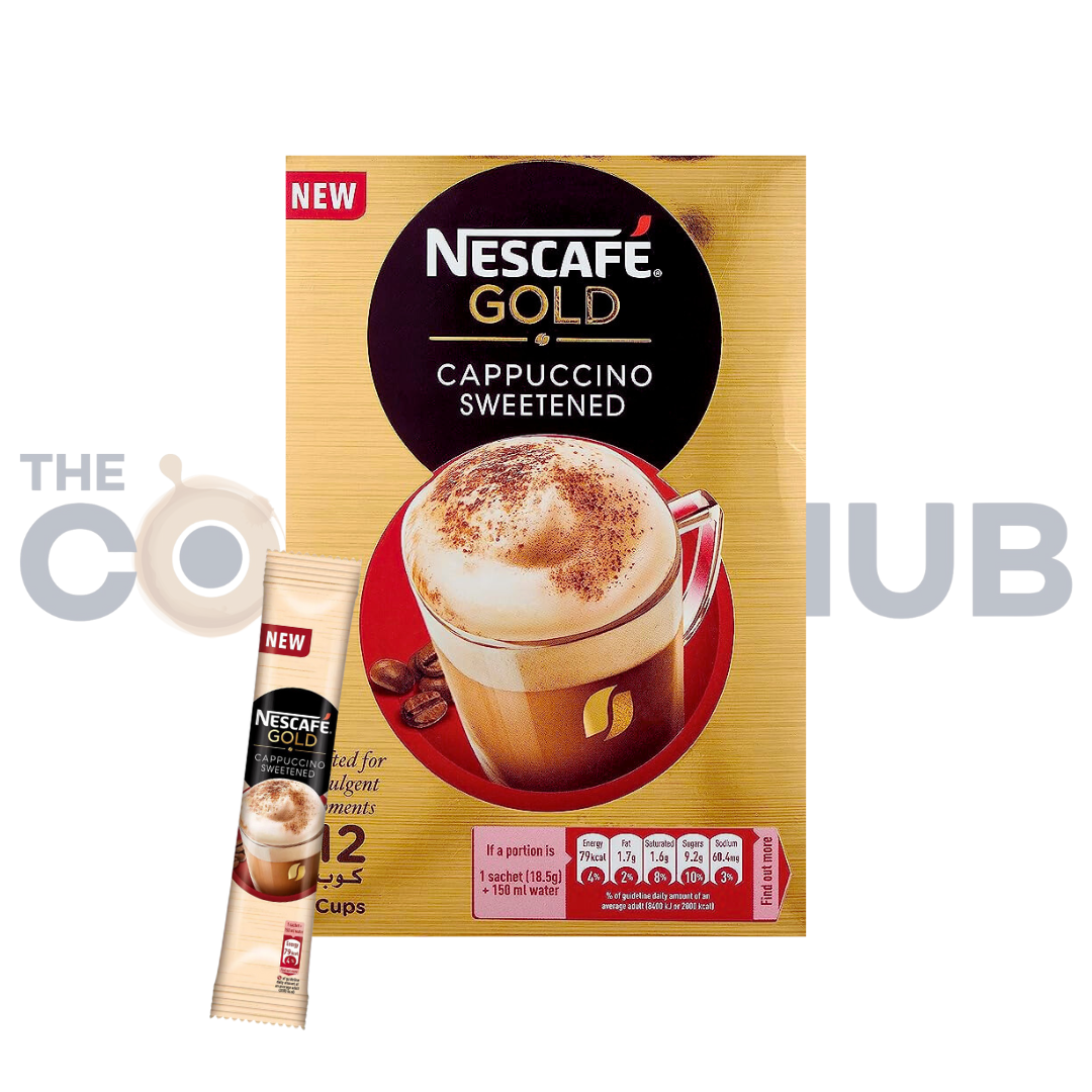 Nescafe Gold Cappuccino Sweetened -12 Sachets – The Coffee Hub