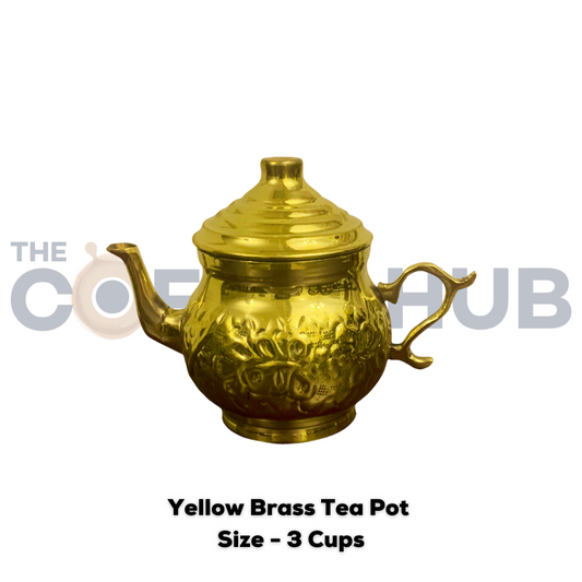 Al Ateeq Yellow Brass Tea Pot Size -3 Cups