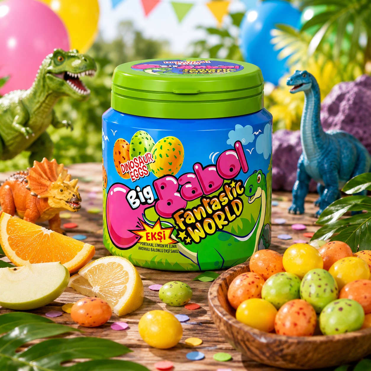 Big Babol Fantastic World Dinosaur Eggs Sour Bubble Gum Tub - 90 gm