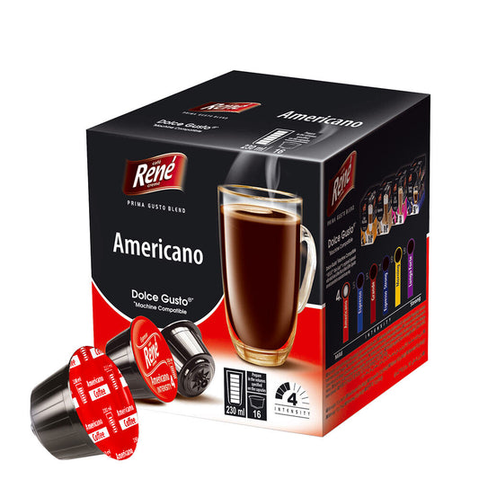 Café Rene Dolce Gusto Compatible Americano -16 Capsules