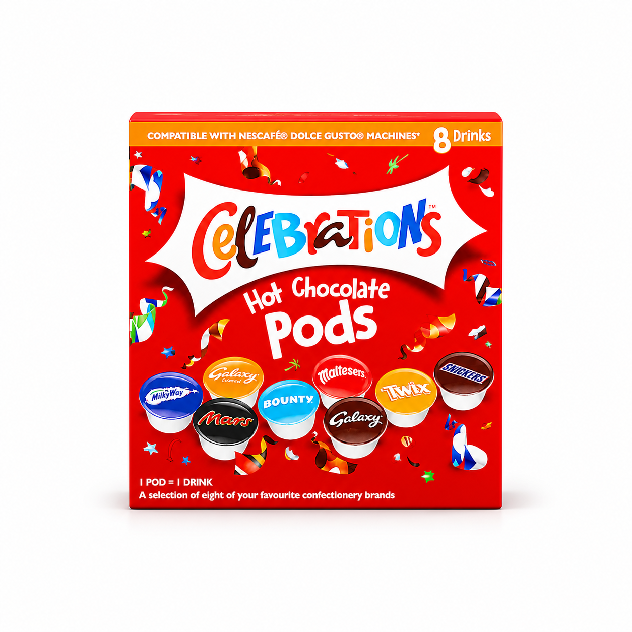 Celebrations Assorted Hot Chocolate Flavors - Dolce Gusto Compatible – 8 Pods