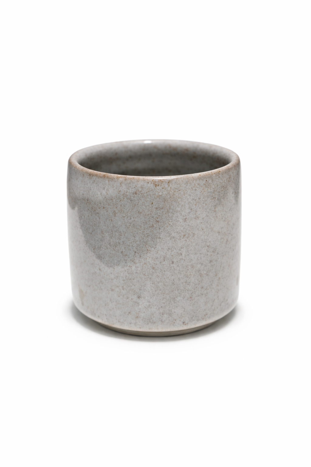 Gray ceramic cup on a white background