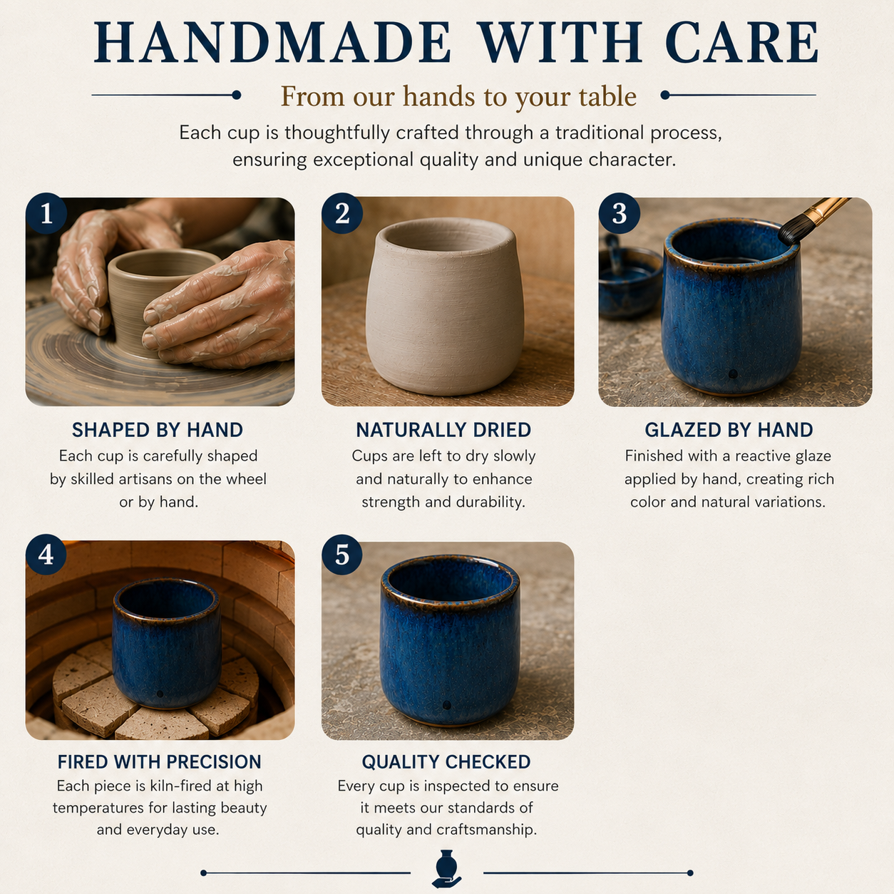 Handmade Pottery Espresso Cup – 80ml Artisan Ceramic Cup - Volcano Blue