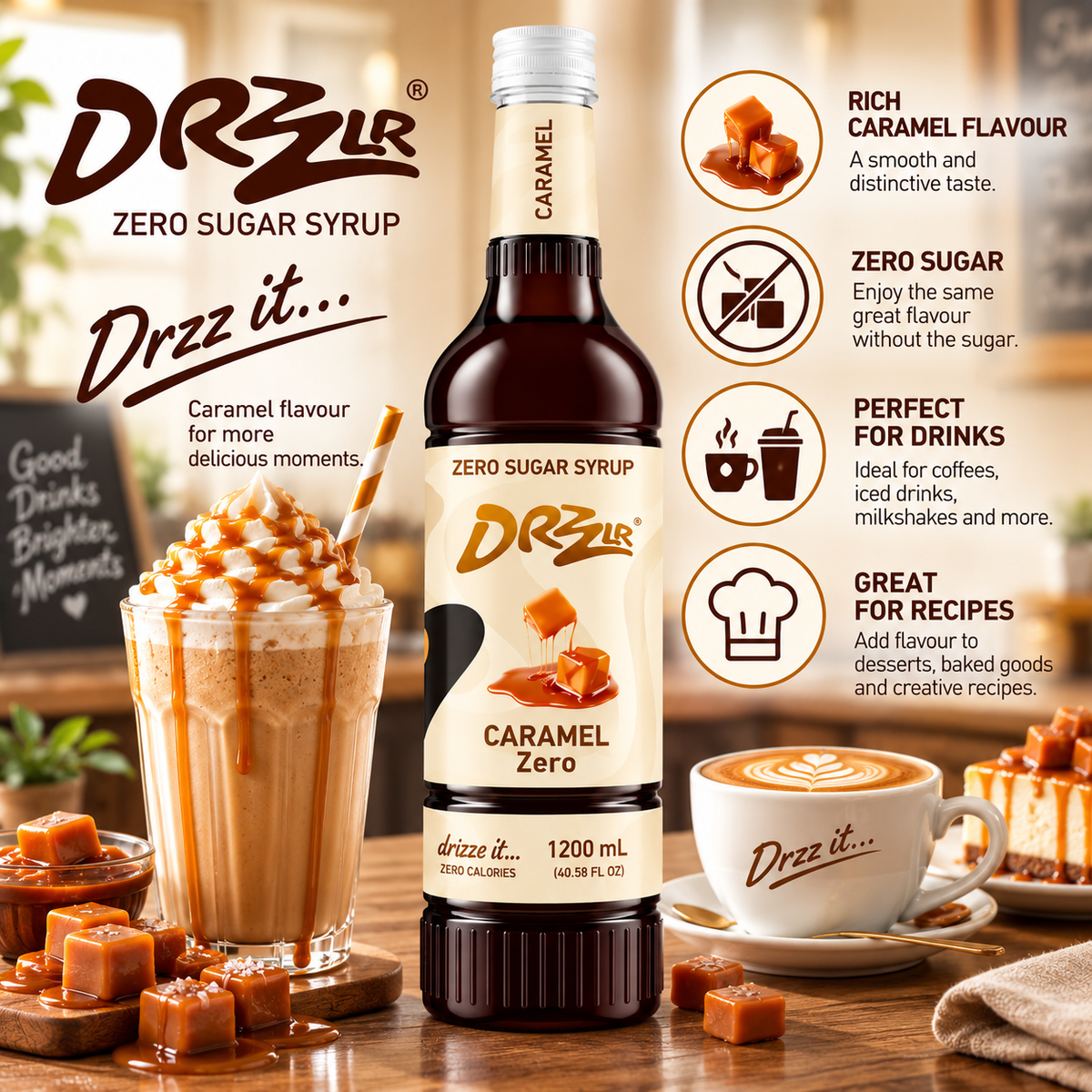 Drzzlr Caramel Zero sugar syrup - 1200 ml