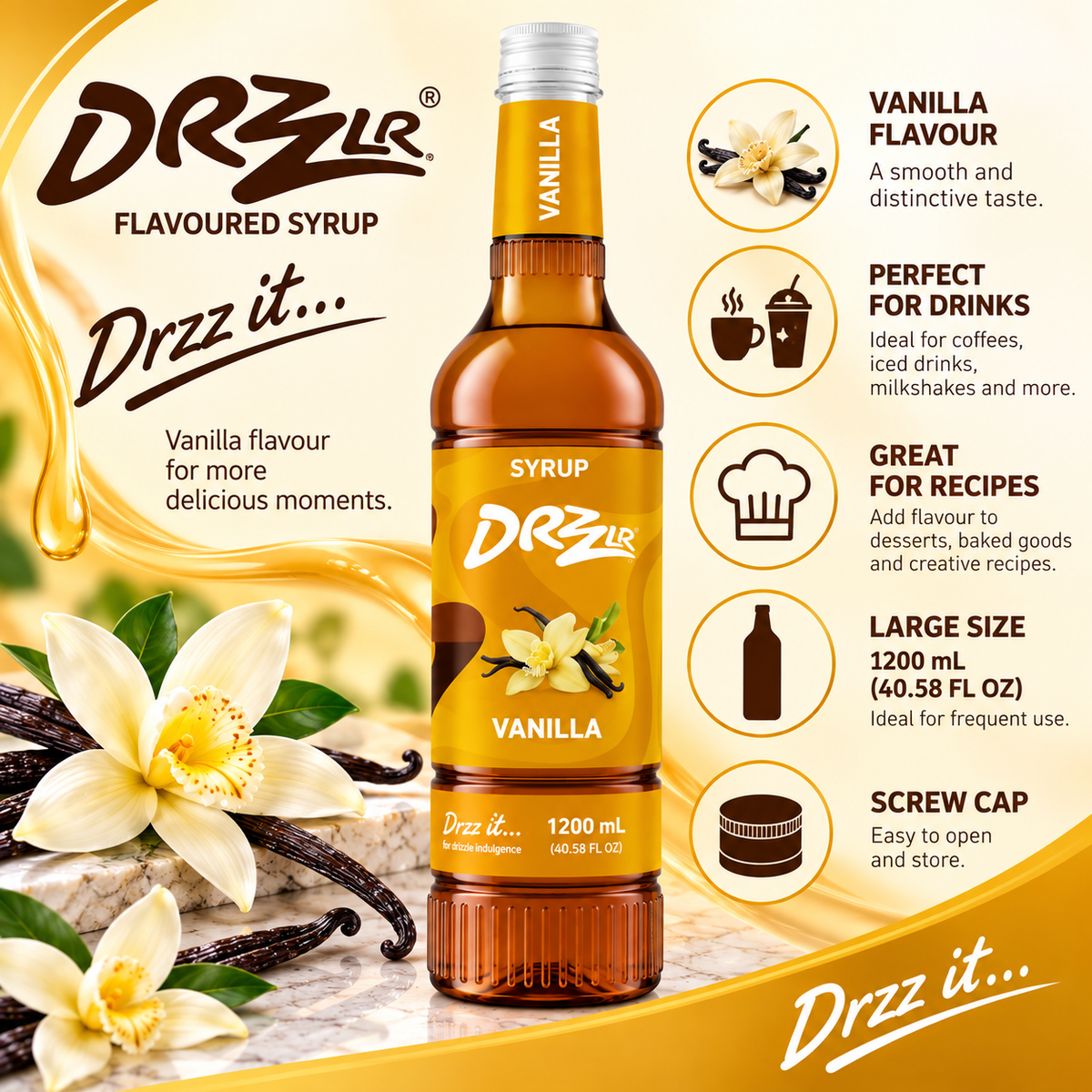 Drzzlr Vanilla syrup - 1200 ml
