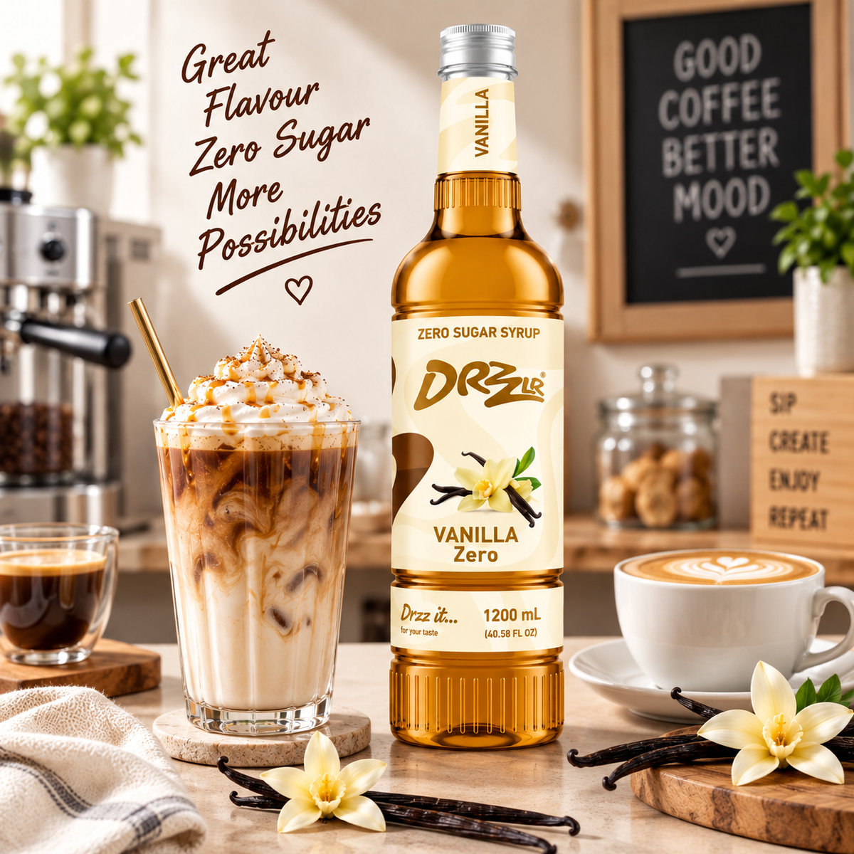 Drzzlr Vanilla Zero Sugar syrup - 1200 ml