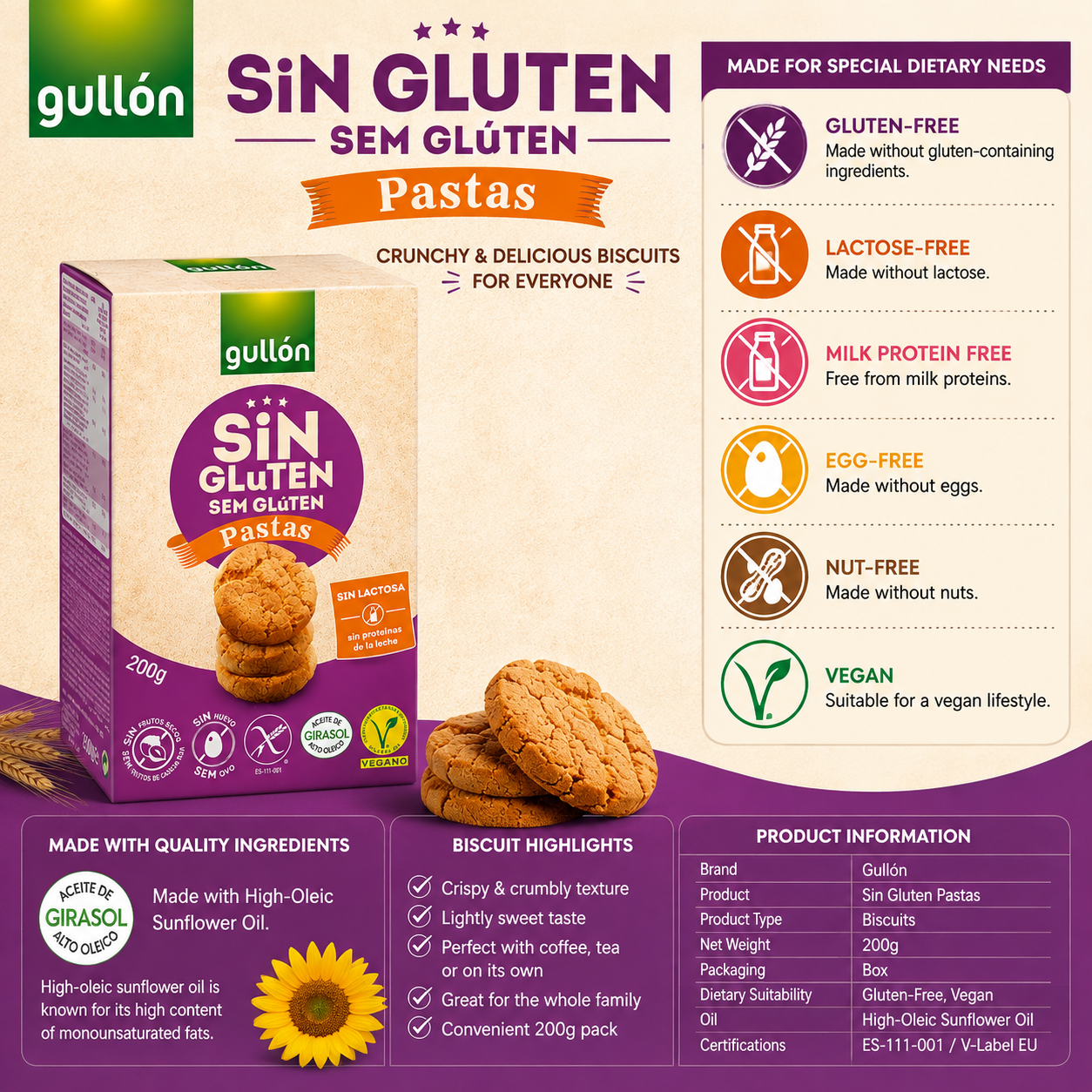 Gullón Gluten-Free Pastas Biscuits – 200 gm