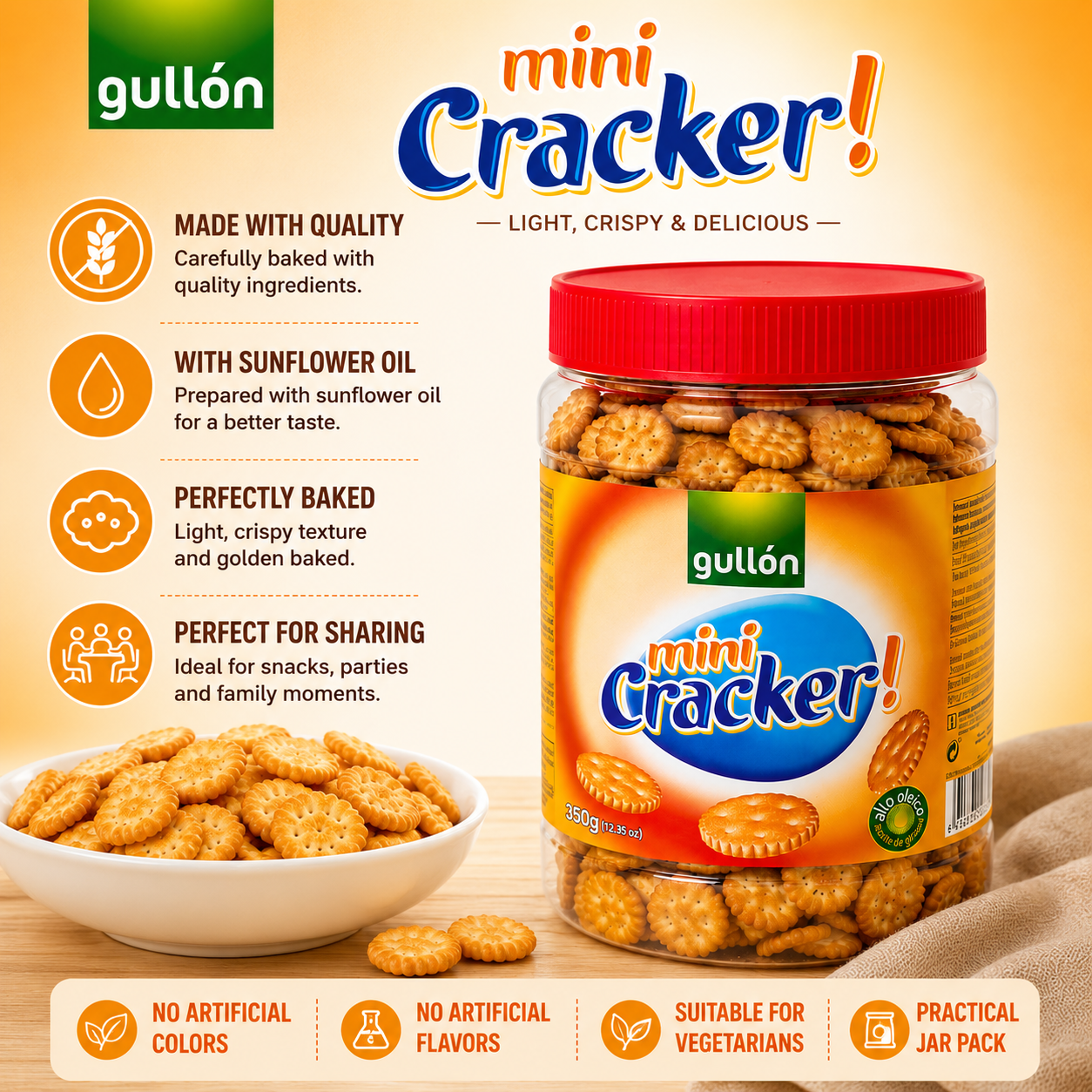 Gullon Mini Crackers - 350 gm