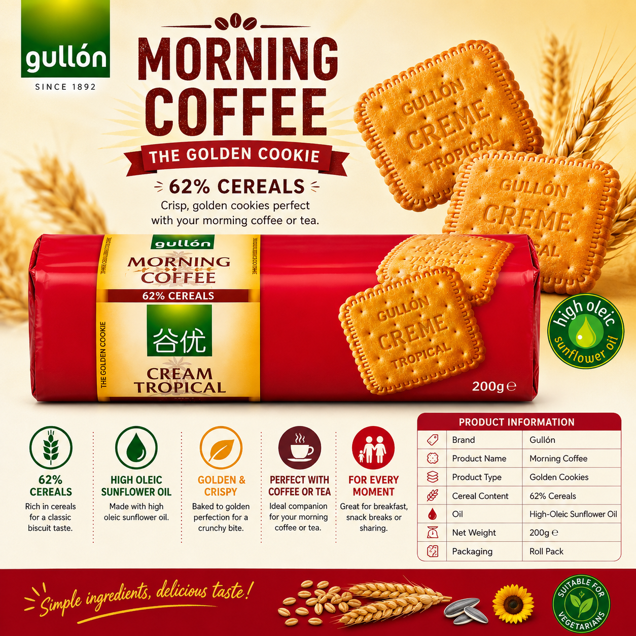 Gullón Morning Coffee Golden Cookies – 200 gm