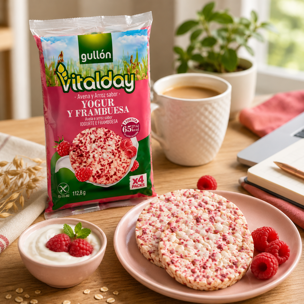 Gullón Vitalday Oat & Rice Cakes Yogurt & Raspberry  - 112.8  gm