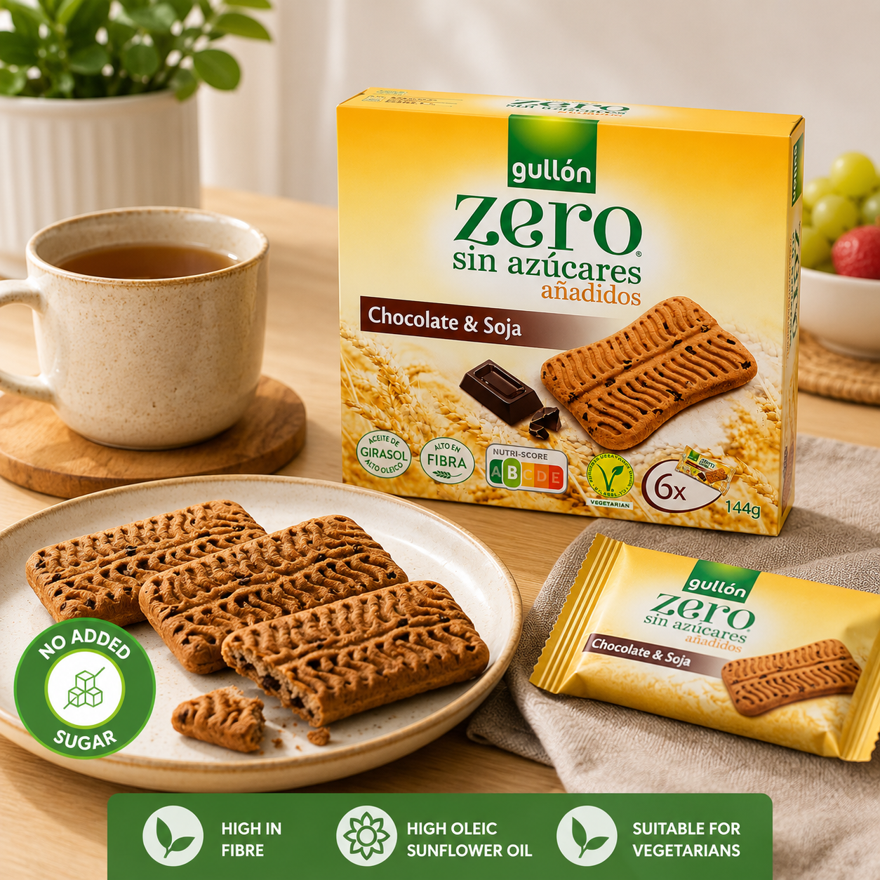 Gullon Zero Chocolate and Soya- No Sugar Added - 144 gm
