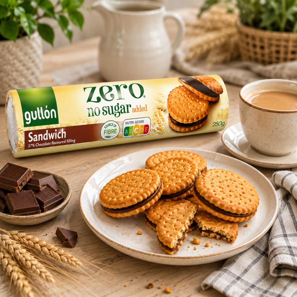 Gullón Zero No Sugar Added Chocolate Sandwich Biscuits – 250  gm