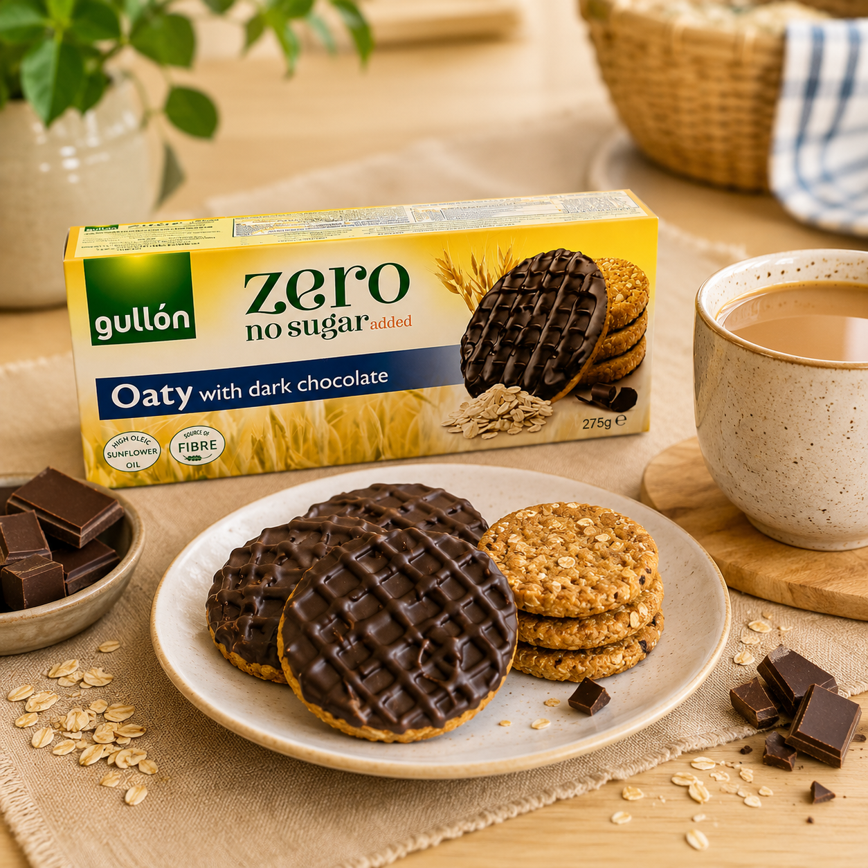 Gullón Zero No Sugar Added Oaty Biscuits with Dark Chocolate – 275 gm