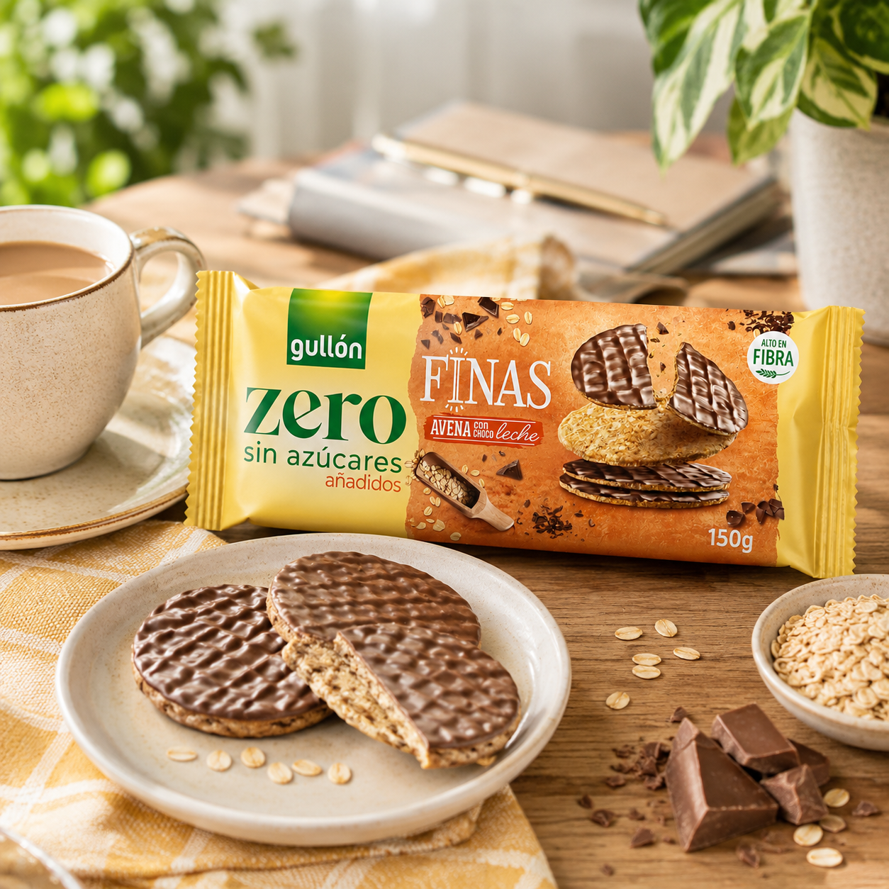 Gullón Zero Oaty Thins with Milk Chocolate - 150 gm