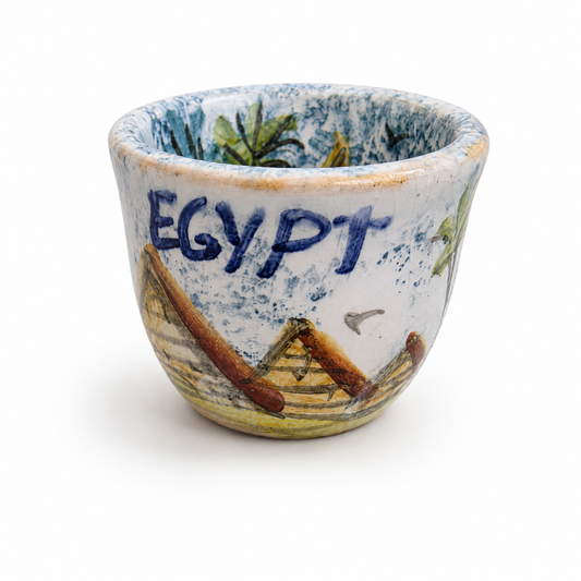 TMH Handmade Egyptian Ceramic Espresso Cup – 60ml – Hand-Painted Pottery Coffee Cup – Egyptian Souvenir