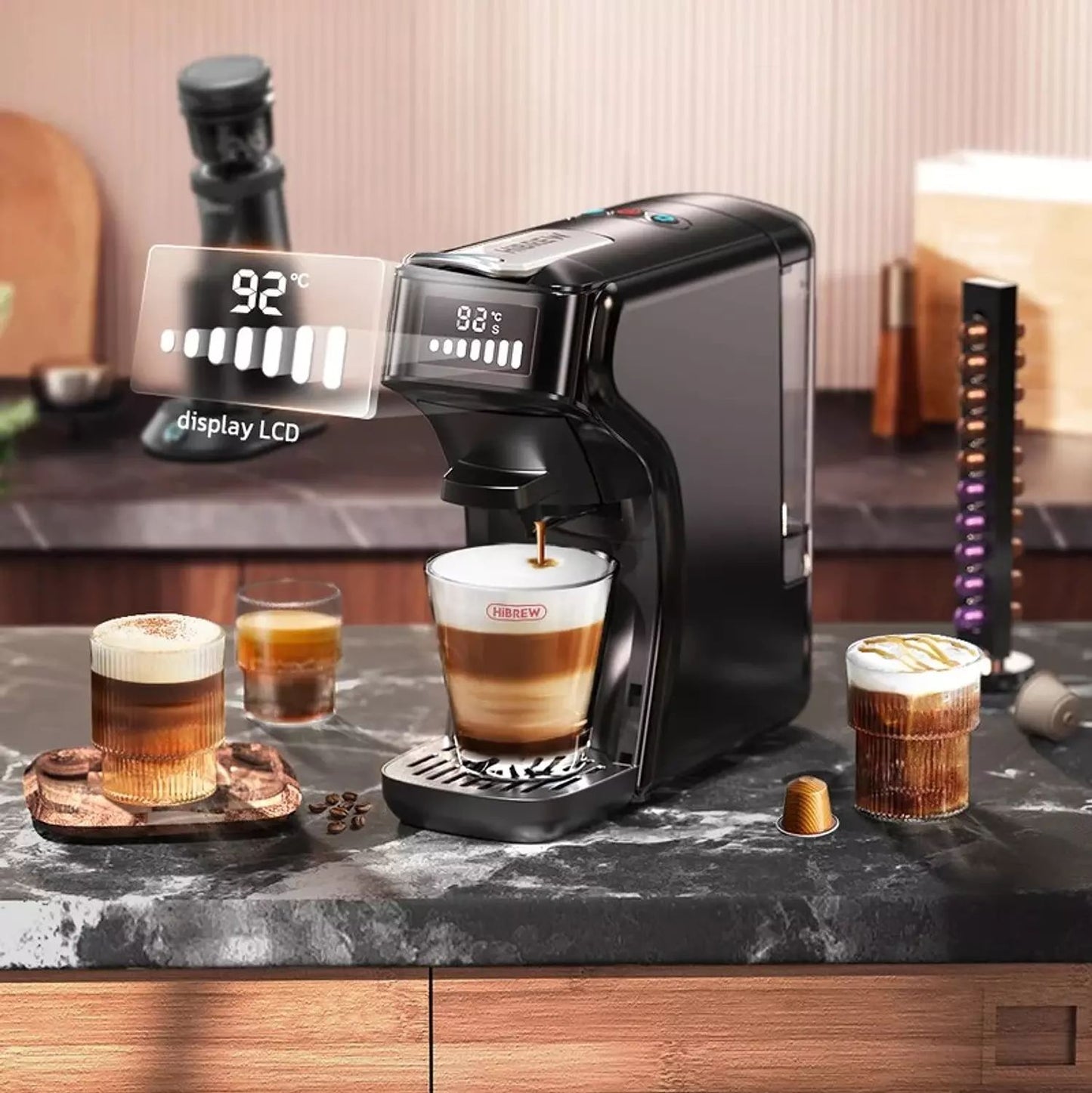 HiBREW H1B 6 in 1 Multi System Coffee Machine - Black
