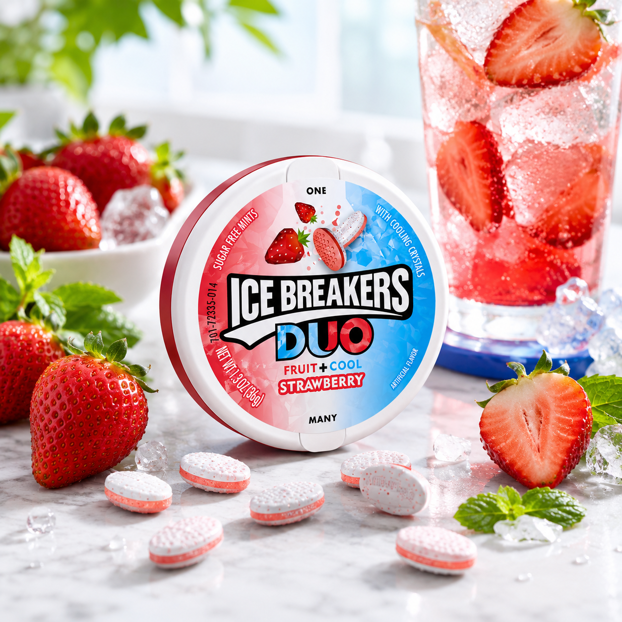 Ice Breakers DUO Fruit + Cool Strawberry Sugar Free Mints – 36 gm