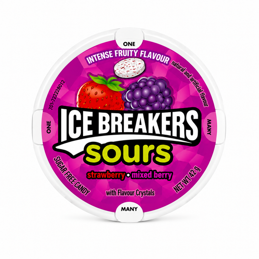 Ice Breakers Sours Sugar Free Candy – Strawberry Mixed Berry – 42 gm