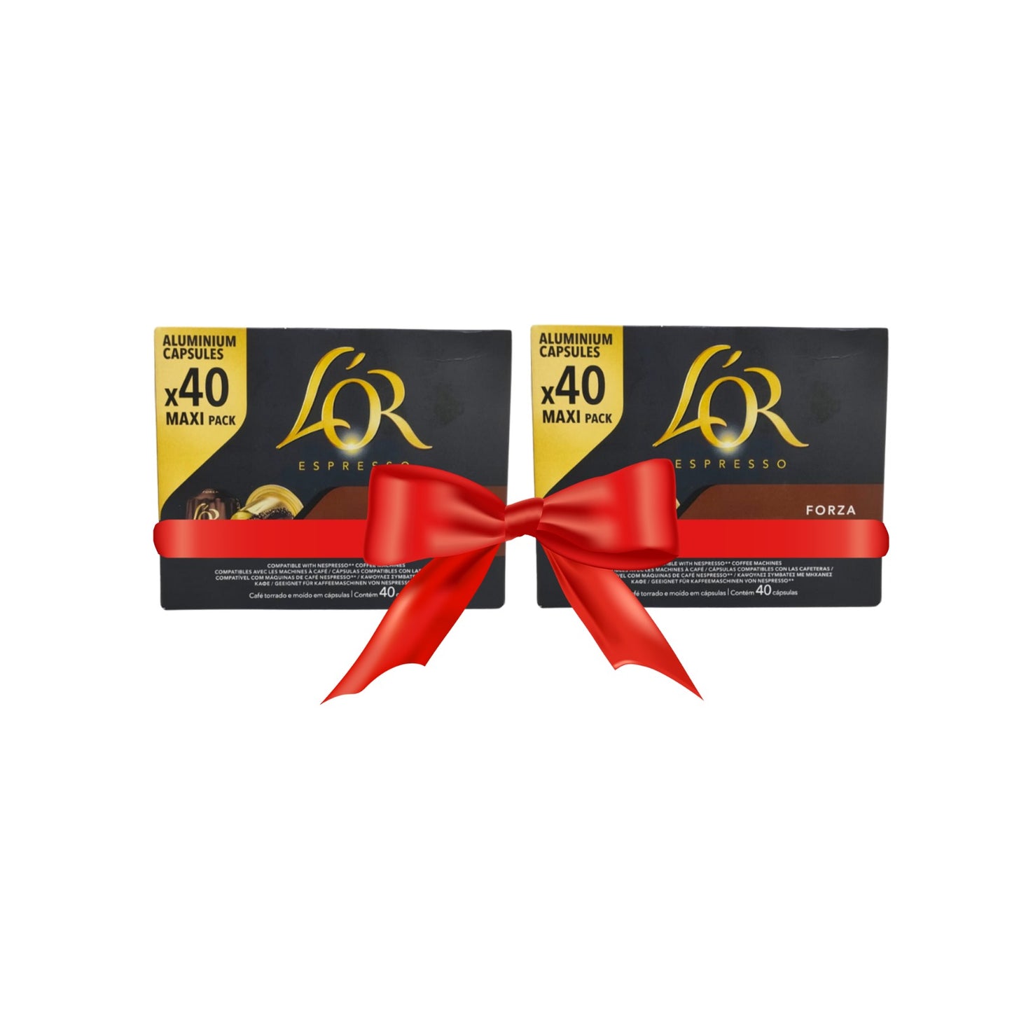 L'OR Aluminium Capsules Espresso Forza - 40 Capsules - Pack of 2