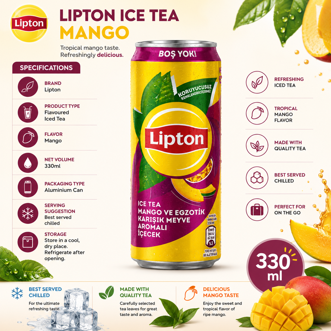 Lipton Ice Tea Mango – 330 ml