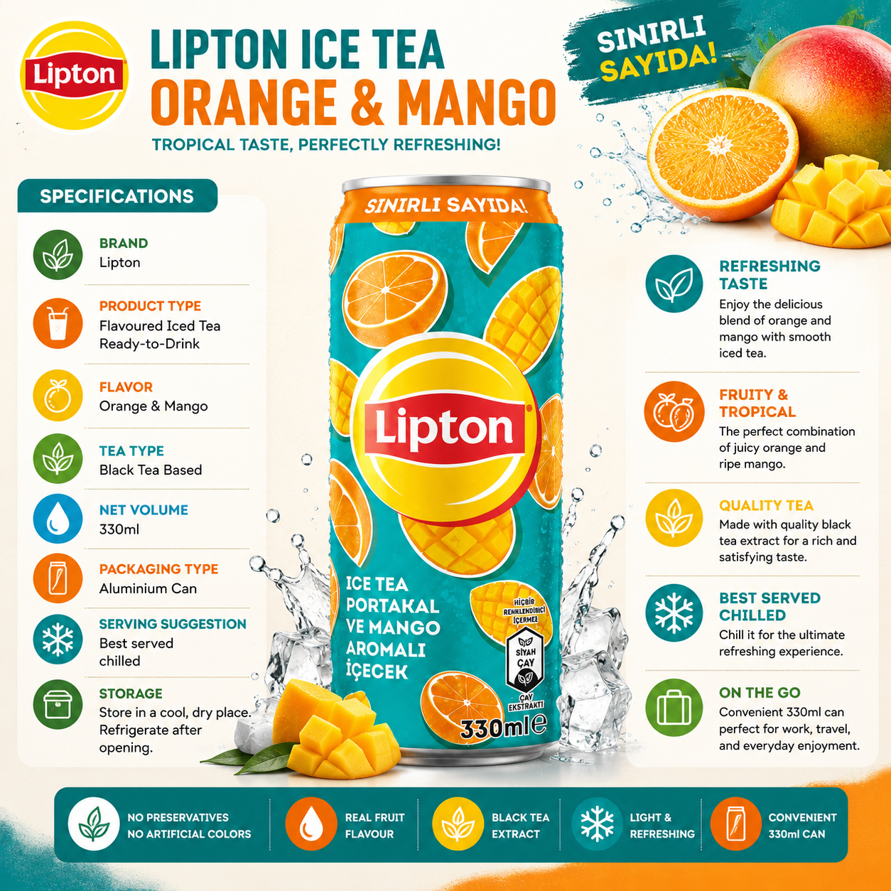 Lipton Ice Tea Orange & Mango – 330 ml