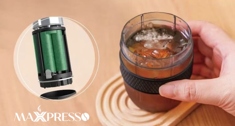 MaxxPresso Portable 2-in-1 Espresso Coffee Maker plus  M4 - Green - Complete Barista Kit with Travel bag