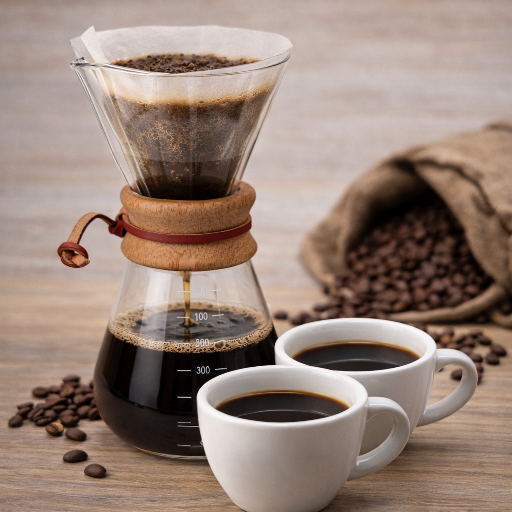 TMH Manual Pour Over Coffee Maker – Glass Dripper with Wooden Collar -600 ml