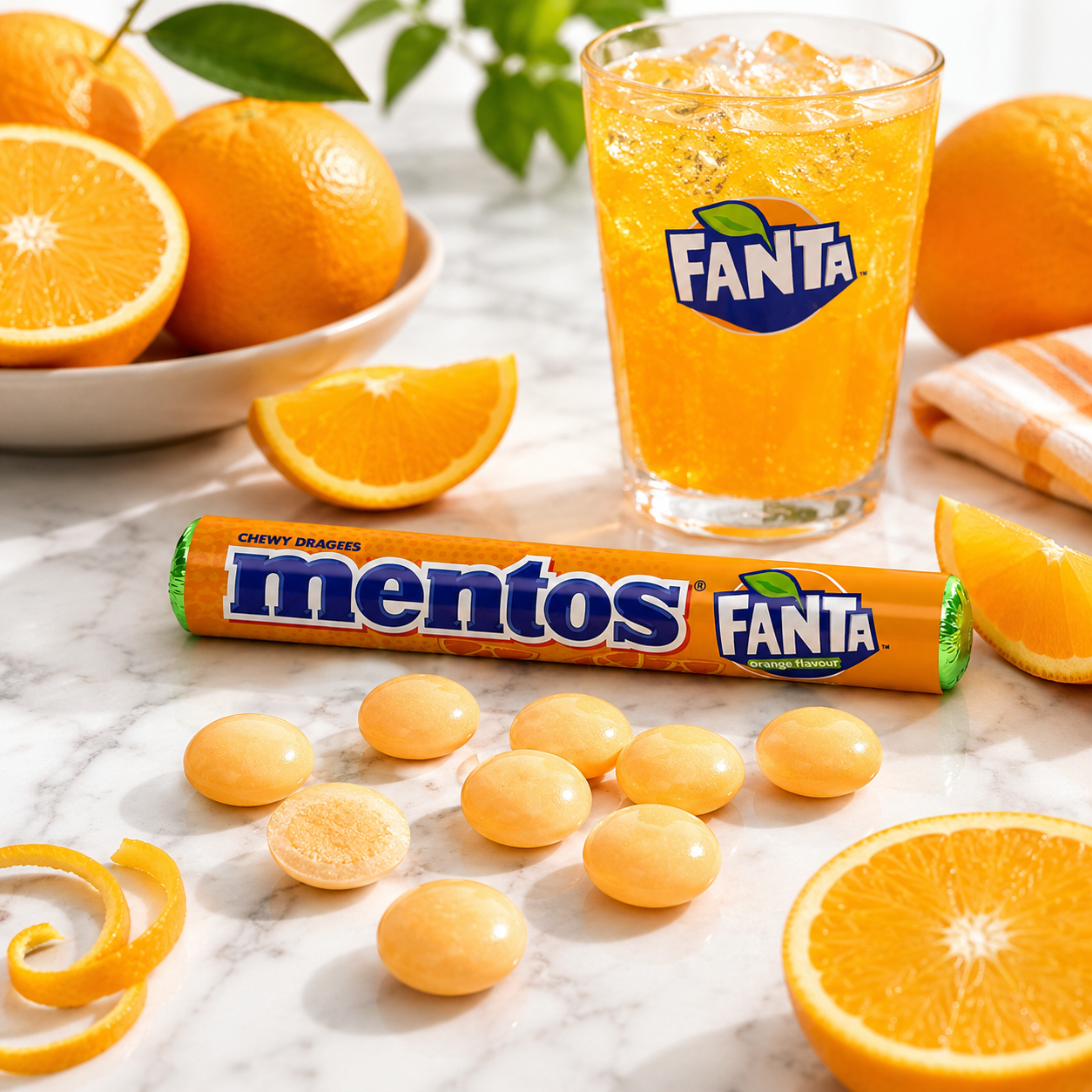 Mentos Fanta Orange Dragees Roll Candy - 37.5 gm